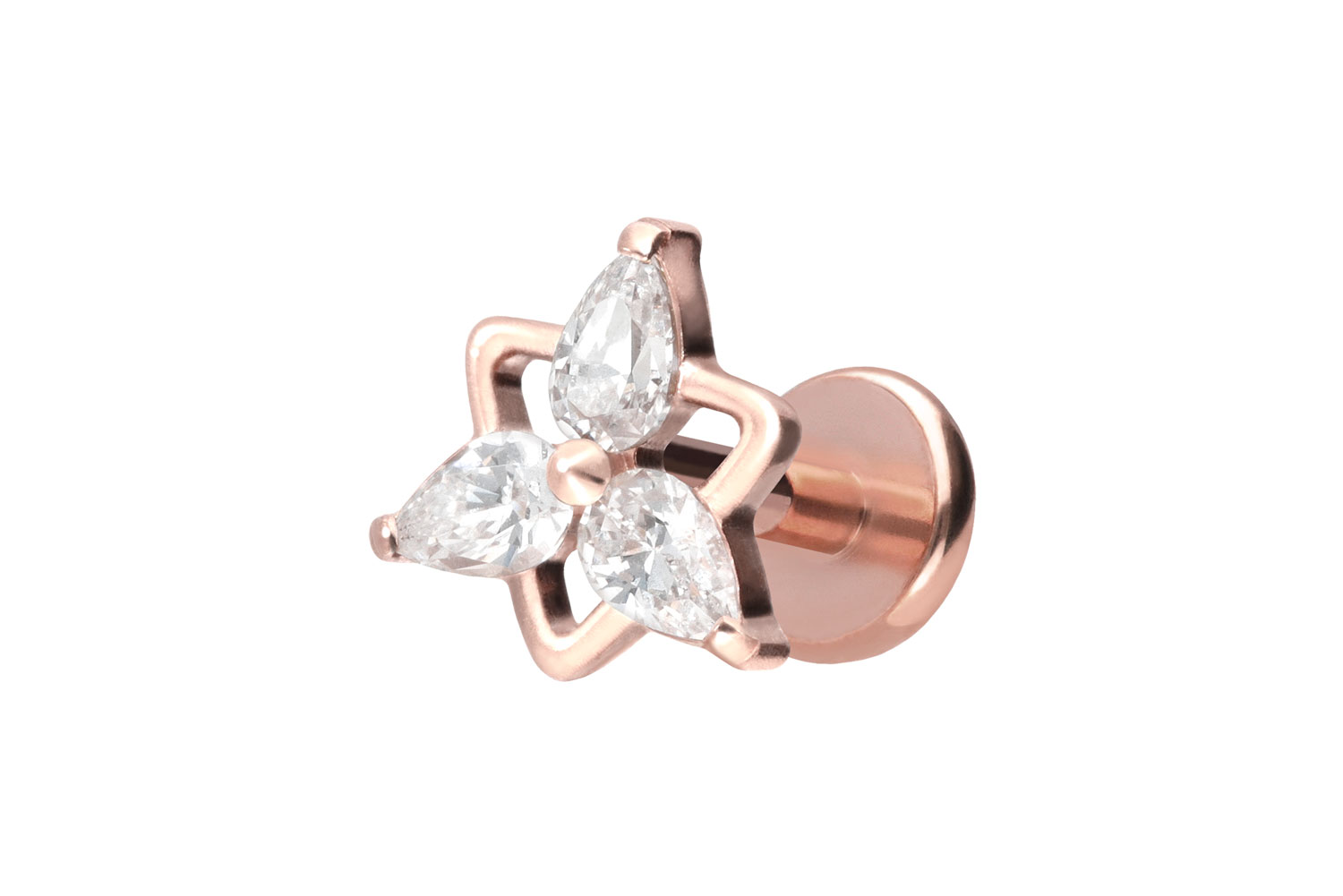 Titan Labret Piercing mit Push Fit KRISTALLBLUME